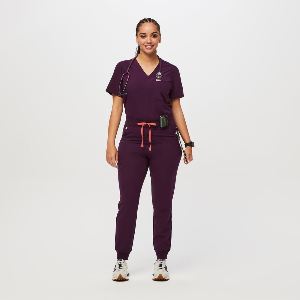 Figs deep purple XLP high waisted Zamora and XL Catarina